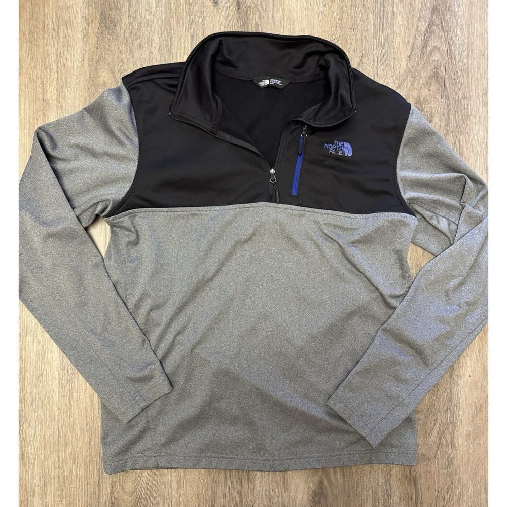 The North Face Quarter Zip Pullover Men's Medium Black Gray Fleece